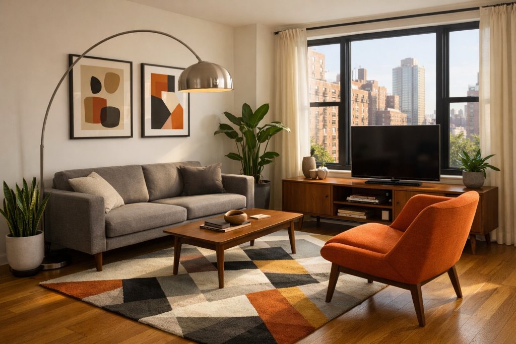 Midcentury Apartment Living Room Ideas With Modern Warmth