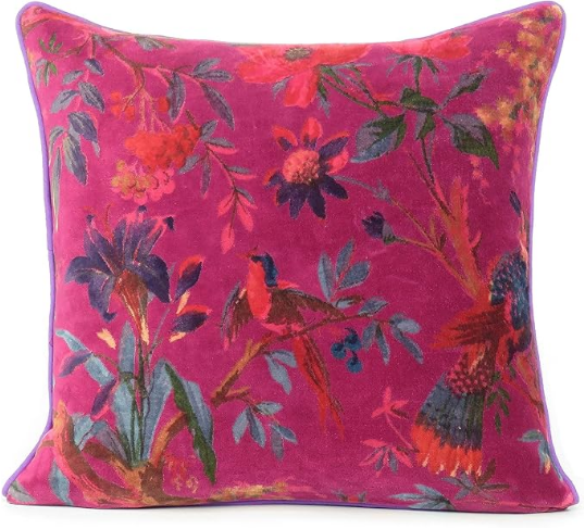 Burgundy Floral Velvet Pillow