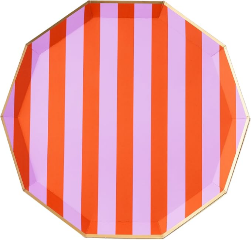 Orange And Lilac Striped Plates