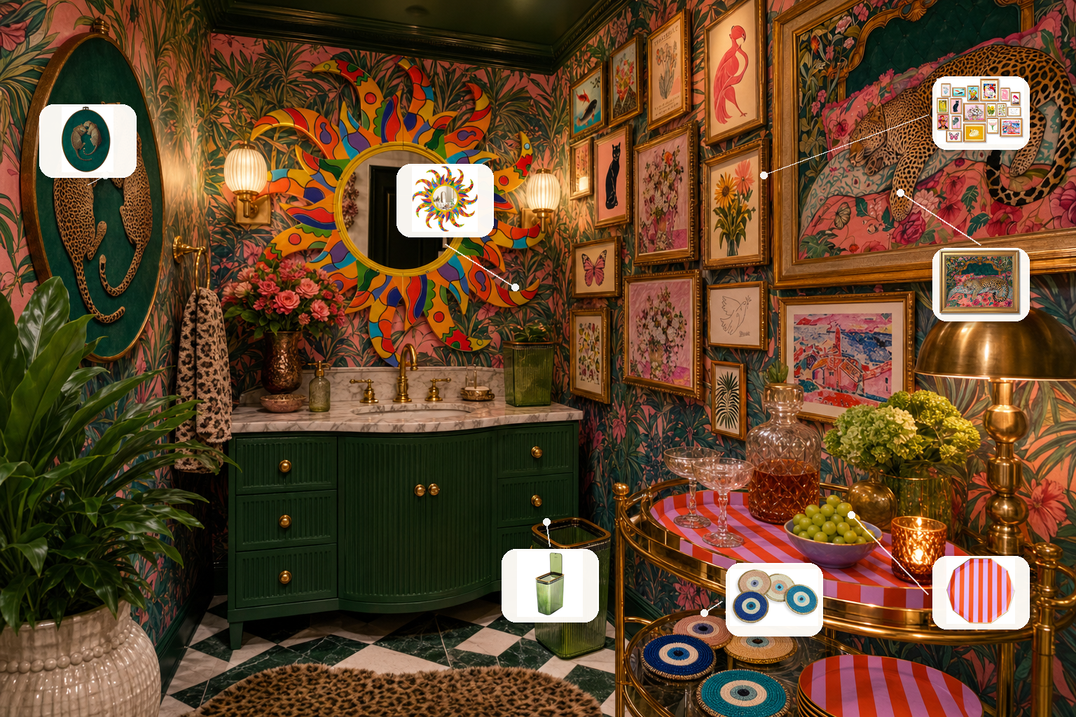 Room Decode styled room with product callouts