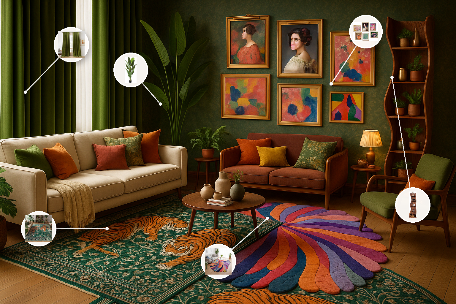 Room Decode styled room with product callouts