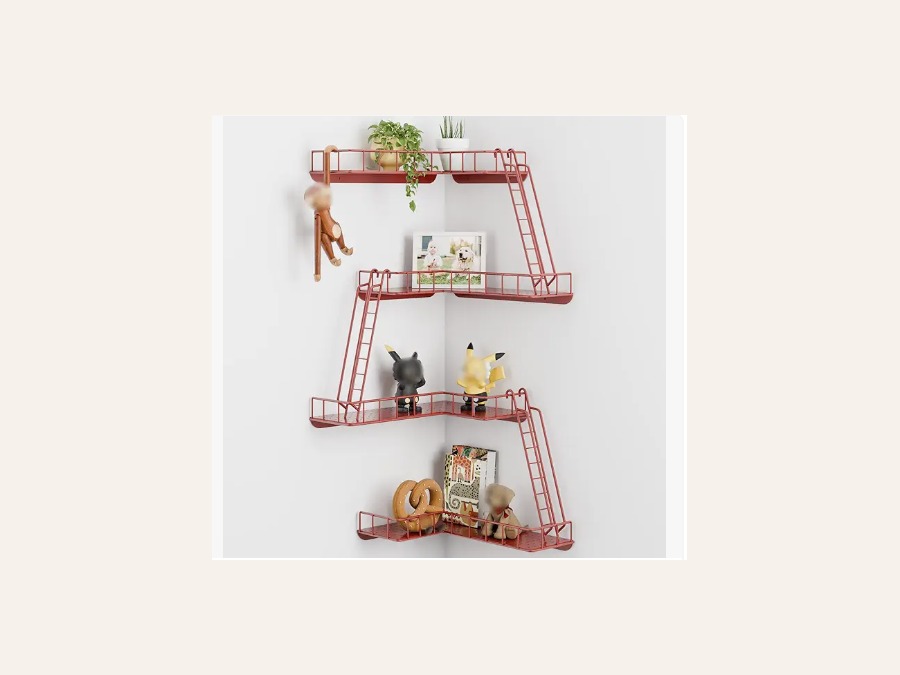 Red fire escape wall shelf product image