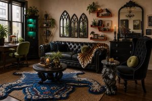 A Gothic Tiger Lounge With Black Velvet Drama