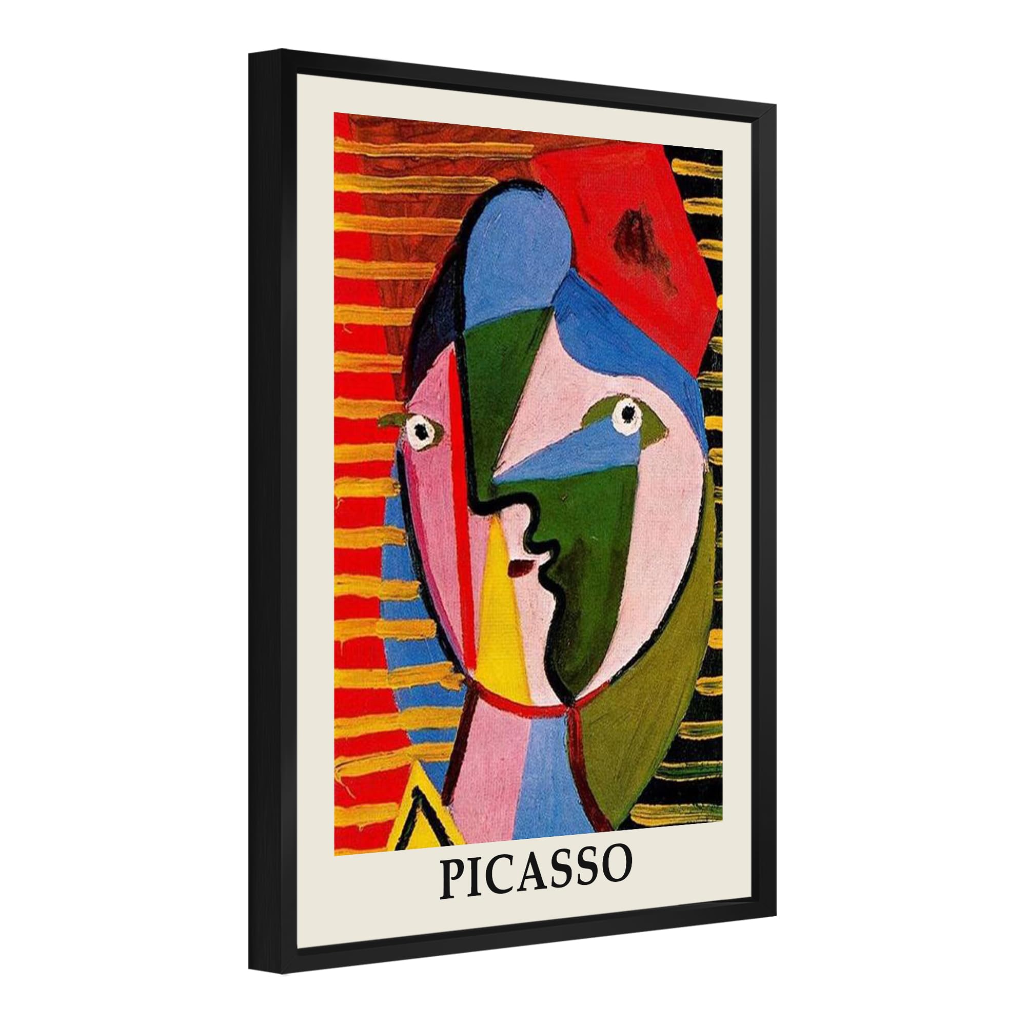 Colorful framed abstract face artwork